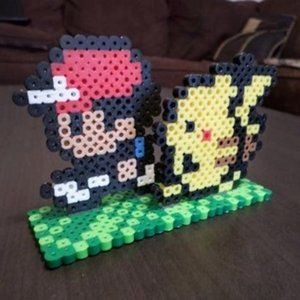 Pokemon and pikachu perler bead stand